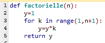 Python, factorielle