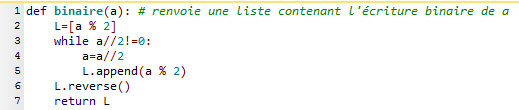 Python, listes et binaire