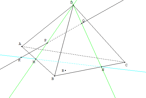 tétraèdre, section et vecteurs