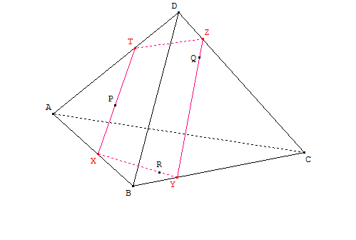 tétraèdre, section et vecteurs